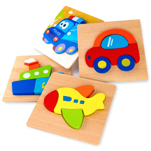  Wooden Puzzles for Toddlers with Storage Rack, WOOD